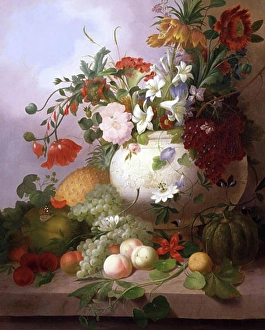 Paintings And Illustration Prints: A Vase of Summer Flowers Joseph Rhodes (1782-1854 British)