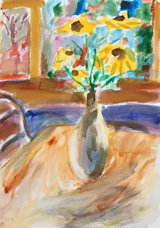 Vase Prints: Vase on a Table, by Richard H. Fox, watercolour on paper, Born 1960, 2009
