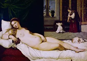 Sixteenth Century Prints: Venus of Urbino, by Titian, 1538, Circa 1485-1576, Italy, Florence, Galleria degli Uffizi