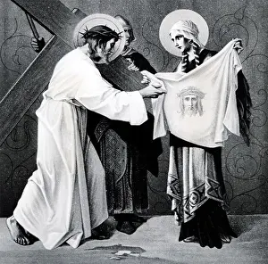 Suffer Prints: Veronica Wipes the Face of Jesus (6th station of the Cross) by Martin Ritter von Feuerstein