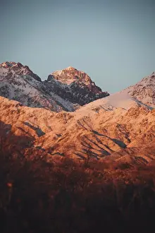 Blue Hour Prints: vertical view of the frontal of the central andes mountain range