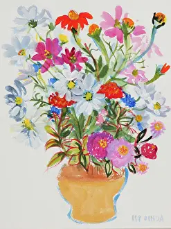 Still Life Prints: Vibrant floral bouquet painting by Isy Ochoa captures the essence of springtime beauty and color