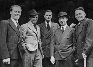 1946 Prints: Five Victorians selected last night for the first Australian Test side photographed at Spencer Street today