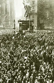 Celebrated Prints: Victory in Europe Day (VE- Day) celebrated in New York at the end of the war 1945