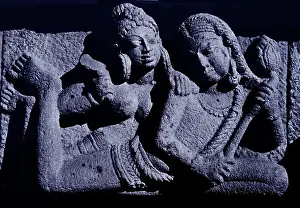 Floating Prints: Vidyadharas floating with lotus flower