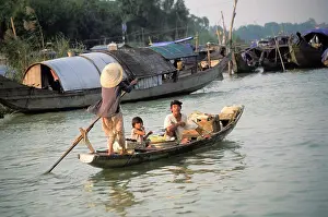 Perfume Prints: Vietnam. Hue. Perfume River. Family On Boat