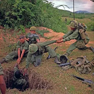 Soldiers Prints: Vietnam War 1968. American soldiers uncover a Vietcong tunnel