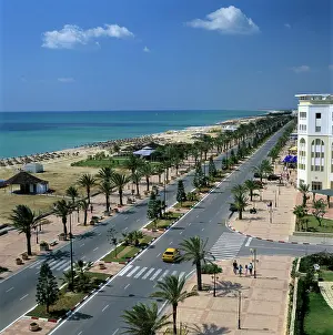 Square Prints: View along beach front from roof of Lella Baya Hotel