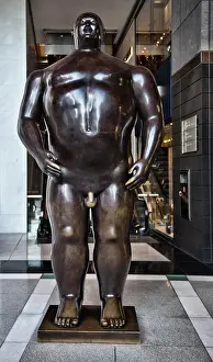 New York City Prints: View of a Botelo Statue in a shopping mall in Manhatten