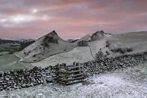 Hills Prints: The view of Chrome Hill and Parkhouse Hill with dusting of snow