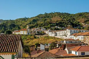 Brazil Prints: View of the church Lady of Mercy and Mercy in the former colonial mining town Ouro Preto