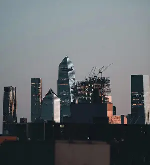 Condominium Prints: view of the city skyline New York beautiful cute construction