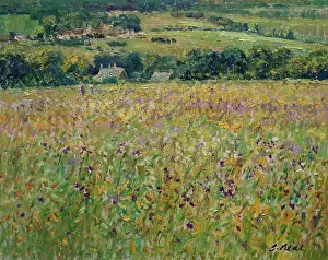 View Towards Colesbourne (Afternoon, August) by Charles Nea, oil on canvas, (b.1951)