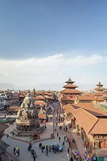 Nepal Prints: View of Durbar square, buddhist temples