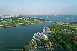 Architectural Styles Prints: View of the harbour and Gardens by the Bay, Singapore from the Capita Spring Building