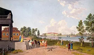 Medium Group Of People Prints: View of Kamenny Island Palace by Gabriel Ludwig Lory the Elder