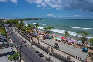 Seas Prints: View of Kuta Beach and sea from hotel rooftop
