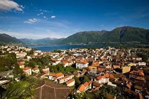 Alps Prints: View over Locarno and Lake Maggiore, Ticino, Switzerland