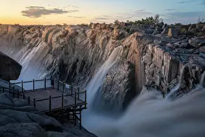 Body Of Water Prints: View of the main waterfall on the Orange River and view site at Augrabies Falls National Park