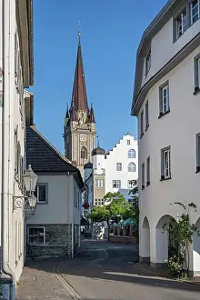 Looking Through Prints: View through Obertorstrasse to the Minster Tower in the old town of Radolfzell on Lake Constance