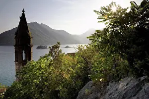 Serbia Prints: View From Above Perast Looking Towards The Islands At Sunset, Kotor Bay Montenegro.Tif