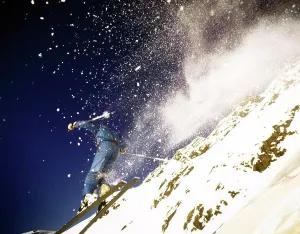 Dangerous Prints: Side view of a person ski jumping