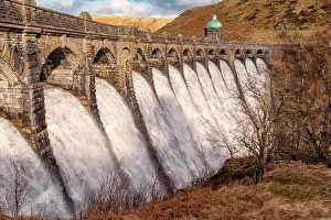 Water S Prints: View of reservoir dam, Craig Goch Dam