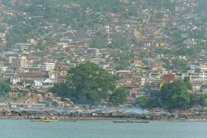 Capital City Prints: View from sea of Freetown, the capital city of Sierra Leone with slums on the waters edge