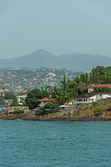 Capital City Prints: View from sea of the suburbs of Freetown, the capital city of Sierra Leone