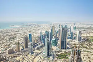 Dubai Prints: View of Sheikh Zayed Road and Dubai skyline, Dubai City, United Arab Emirates, Middle East