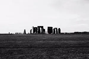 Sun Light Prints: View of Stonehenge in mid distance against sky, Wiltshire, United Kingdom