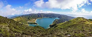 Mountaintop Prints: View from the summit of Pico Barrosa to the crater lake Lagoa do Fogo