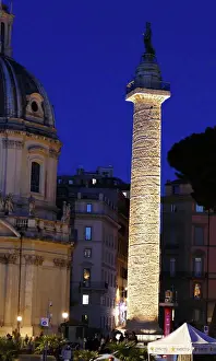 Emperor Prints: View of Trajan's Column at night