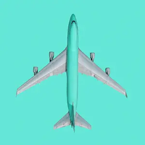 Commercial Airplane Prints: View from above turquoise airplane