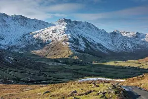 Hills Prints: View across valley towards snow covered fell