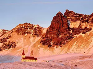 Church Prints: Vik church in Iceland in winter