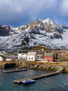 Polar Prints: Village Mefjordvaer. The island Senja during winter in the north of Norway