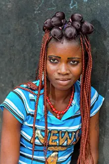 West Africa Prints: Village scene with portrait of young woman Jeneine in the Akato Viepe Village of the Ewe tribe near Lome