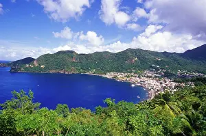 Lucia Prints: Village of Soufriere, St Lucia, Caribbean