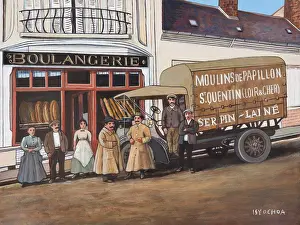 Signage Prints: Vintage bakery scene captures the charm of early 20th-century french boulangerie life