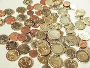Blick Prints: Vintage Euros money Vintage looking Euro coins Copyright: xZoonar