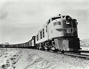 Union Prints: Vintage photograph. Union pacific railroad 4500 hp gas turbine electric locomotive developed under GE unit
