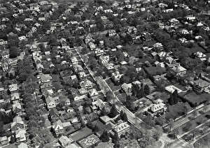 Neighborhood Prints: Vintage photograph. Aerial view of residential section