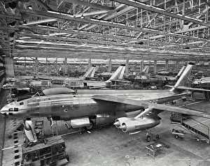 Kansas Prints: Vintage photograph. Boeing B-47 Stratojet final assembly area at Wichita, Kansas