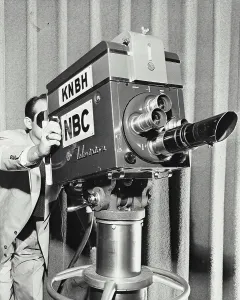 Capital Letter Prints: Vintage photograph. Close up of NBC television camera man