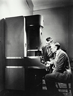 50 55 Years Prints: Vintage photograph. Electron microscope with its inventor Dr