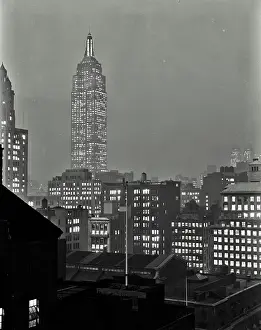 Empire Prints: Vintage photograph. Empire State Building from 23rd Street at night