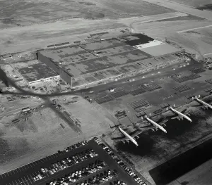 Hangar Prints: Vintage Photograph. Hangar construction at New York International Airport