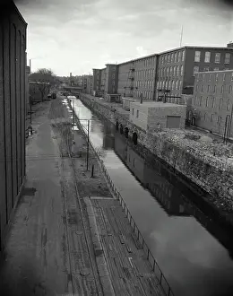 Canal Prints: Vintage photograph. Industrial Mills at Manchester, New Hampshire. New England canal