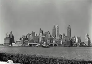 Bushes Prints: Vintage Photograph. Lower Manhattan skyline from Governors Island. Frame 4